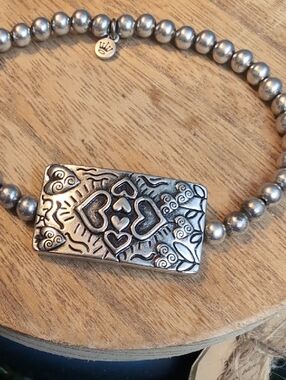 Flip Heart-Plate Beaded Stretch  Crafting Bracelet